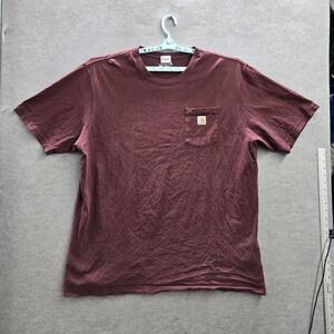 Carhartt Men Shirt 2XLT Red K87 Gorpcore Logo Pocket Short Sleeve